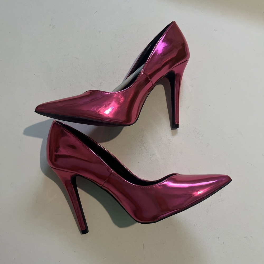Qupid Women's Metallic Fuchsia, High Heels Stilettos 4"  Pointed Toe Sz‎ 8 New - Picture 6 of 7